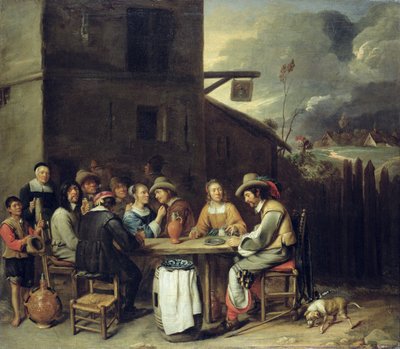 Towarzysze biesiada przed tawerną, 1640-50 autorstwa Joos van Craesbeeck