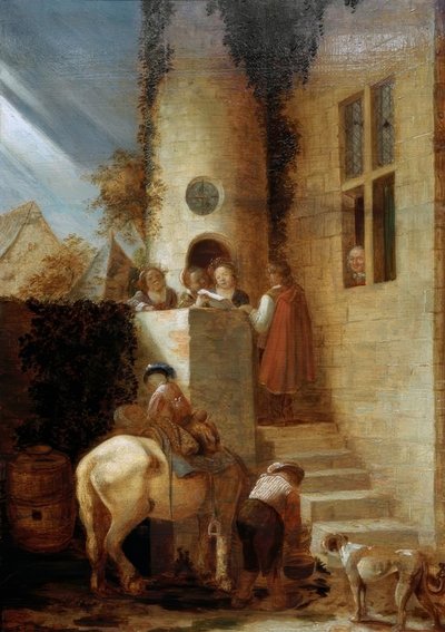 Przyjazd jeźdźca z dokumentem autorstwa Joos van Craesbeeck
