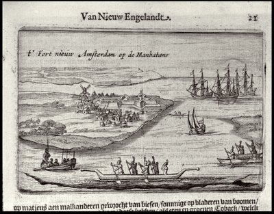 Widok Nowego Amsterdamu, 1626-28 (rycina miedzi) autorstwa Joost Hartgers
