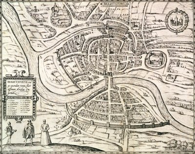 Mapa Bristolu z „Civitates Orbis Terrarum” Georga Brauna (1541-1622) i Fransa Hogenberga (1535-90) 1581 (rycina) autorstwa Joris (after) Hoefnagel