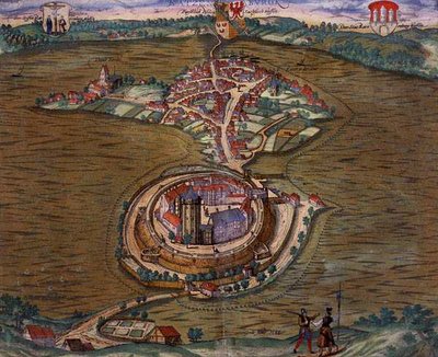 Mapa Ratzeburga z „Civitates Orbis Terrarum” Georga Brauna (1541-1622) i Fransa Hogenberga (1535-90) 1588 (kolorowa rycina) autorstwa Joris (after) Hoefnagel