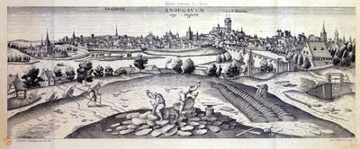 Kamieniołom łupków w Angers, 1561 autorstwa Joris Hoefnagel