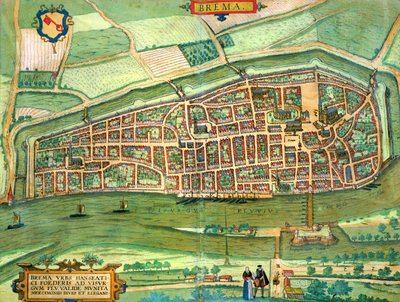 Mapa Bremy z „Miast świata” autorstwa Georga Brauna (1541-1622) i Fransa Hogenberga (1535-90) c.1572-1617 autorstwa Joris Hoefnagel