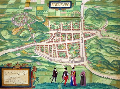 Mapa Edynburga z „Cities of the World” Georga Brauna (1541-1622) i Fransa Hogenberga (1535-90) c.1572-1617 autorstwa Joris Hoefnagel