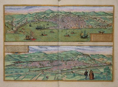 Mapa Genui i Florencji z „Civitates Orbis Terrarum” Georga Brauna (1541-1622) i Fransa Hogenberga (1535-90), ok.1572 autorstwa Joris Hoefnagel