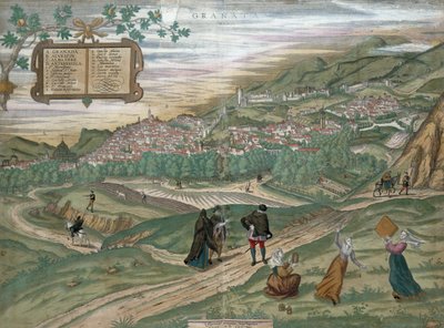 Mapa Granady, z „Civitates Orbis Terrarum”, tom I numer 4, autorstwa Georga Brauna (1541-1622) i Fransa Hogenberga (1535-90), 1565 autorstwa Joris Hoefnagel