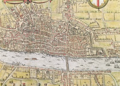 Mapa Londynu z „Cities of the World”, Georga Brauna (1542-1622) i Fransa Hogenburga (1635-90), ok.1572 autorstwa Joris Hoefnagel