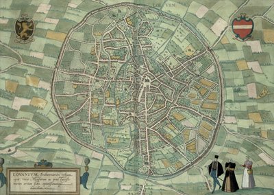 Mapa Louvain, z „Cities of the World” Georga Brauna (1541-1622) i Fransa Hogenberga (1535-90) c.1572-1617 autorstwa Joris Hoefnagel