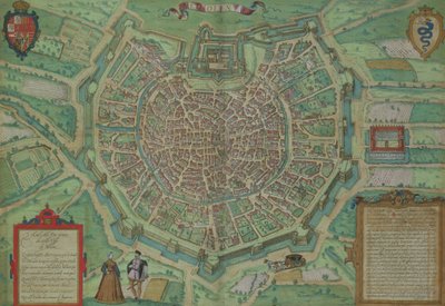 Mapa Mediolanu z „Civitates Orbis Terrarum” Georga Brauna (1541-1622) i Fransa Hogenburga (1535-90), ok.1572 autorstwa Joris Hoefnagel