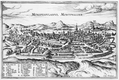 Mapa Montpellier z „Civitates Orbis Terrarum” autorstwa Georga Brauna (1541-1622) i Fransa Hogenberga (1535-90) Bruksela, 1574 (zob. także 121038) autorstwa Joris Hoefnagel