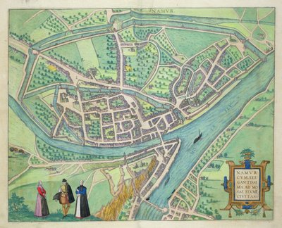 Mapa Namur, z „Cities of the World” Georga Brauna (1541-1622) i Fransa Hogenberga (1535-90) c.1572-1617 autorstwa Joris Hoefnagel