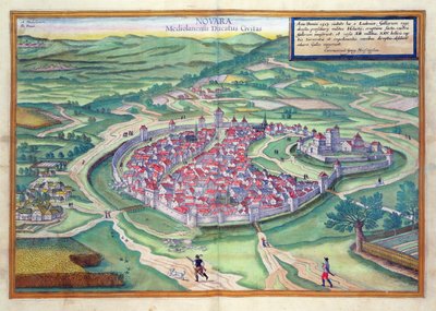 Mapa Novara z „Civitates Orbis Terrarum” Georga Brauna (1541-1622) i Fransa Hogenberga (1535-90) c.1572-1617 autorstwa Joris Hoefnagel