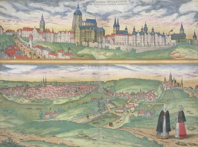 Mapa Pragi z „Miast świata” Georga Brauna (1541-1622) i Fransa Hogenberga (1535-90), ok.1572 autorstwa Joris Hoefnagel