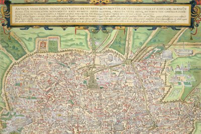 Mapa Rzymu, z "Civitates Orbis Terrarum" Georga Brauna (1541-1622) i Fransa Hogenberga (1535-90) ok. 1572-1617 (zob. 138961) autorstwa Joris Hoefnagel