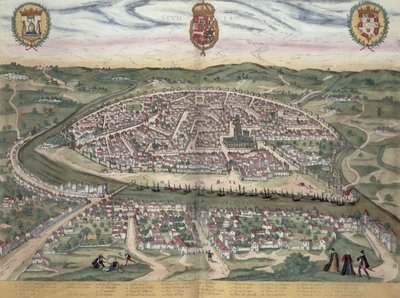 Mapa Sewilli, z "Civitates Orbis Terrarum" autorstwa Georga Brauna (1541-1622) i Fransa Hogenberga (1535-90) ok. 1572-1617 autorstwa Joris Hoefnagel