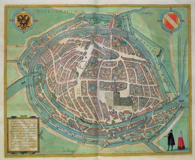 Mapa Strasburga z „Civitates Orbis Terrarum” Georga Brauna (1541-1622) i Fransa Hogenberga (1535-90), ok.1572 autorstwa Joris Hoefnagel