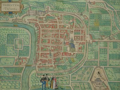 Mapa Trydentu z „Civitates Orbis Terrarum” Georga Brauna (1541-1622) i Fransa Hogenberga (1535-90) c.1572-1617 autorstwa Joris Hoefnagel