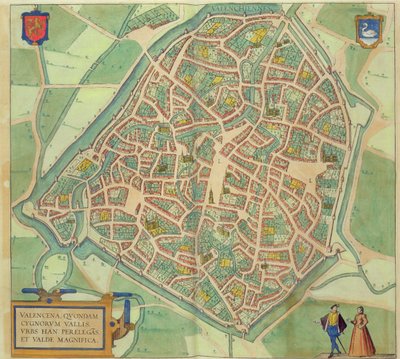 Mapa Walencji z „Civitates Orbis Terrarum” Georga Brauna (1541-1622) i Fransa Hogenberga (1535-90) c.1572-1617 autorstwa Joris Hoefnagel