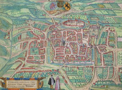 Mapa Weimaru z „Civitates Orbis Terrarum” Georga Brauna (1541-1622) i Fransa Hogenberga (1535-90) c.1572-1617 autorstwa Joris Hoefnagel