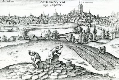 Kamieniołom łupków w Angers, 1561 autorstwa Joris Hoefnagel