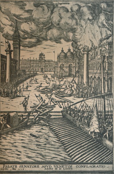 Spalenie Pałacu Dożów, 1578, 1925. autorstwa Joris Hoefnagel