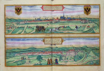 Plan miasta Wiednia i Budy, z „Civitates Orbis Terrarum” Georga Brauna (1541-1622) i Fransa Hogenberga (1535-90), ok.1572 autorstwa Joris Hoefnagel