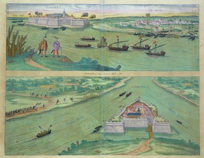 Dwa widoki Komorry, z „Civitates Orbis Terrarum” Georga Brauna (1541-1622) i Fransa Hogenburga (1535-90), ok. 1572 autorstwa Joris Hoefnagel
