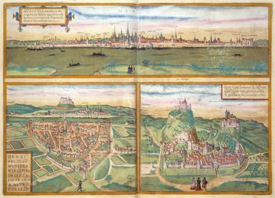 Metz, Wurtzburg i Sittensen, z Civitates Orbis Terrarum Georga Brauna (1541-1622) i Fransa Hogenburga (1535-90), ok. 1572 autorstwa Joris after Hoefnagel
