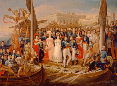 Ferdynand VII wyokrętowany w porcie Santa Maria, XIX w. autorstwa José Aparicio