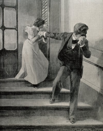 Smutne pożegnanie. 1900 (rysunek) autorstwa José García Ramos