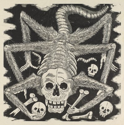 Calavera huertista, ok. 1914, druk 1930 (fotoreliefa akwaforta z grawerem) autorstwa José Guadalupe Posada