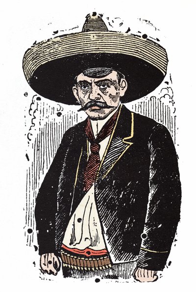 Emiliano Zapata (1880-1919), meksykański rewolucjonista. Ksylografia – Jose Guadalupe Posada (1852-1913). autorstwa José Guadalupe Posada