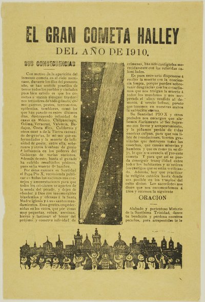 Kometa Wielkiego Halleya, 1899, opublikowana w 1910 autorstwa José Guadalupe Posada