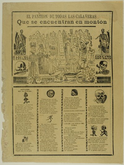 Mauzoleum Wszystkich Calaver, które znajdują się w kupie autorstwa José Guadalupe Posada