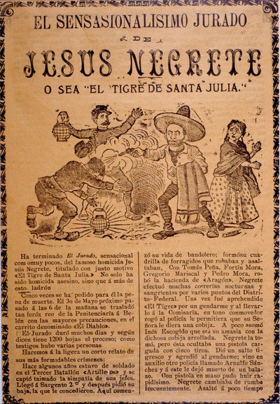 Bardzo sensacyjna fabuła Jesúsa Blacka, znanego również jako Tygrys z Santa Julia autorstwa José Guadalupe Posada