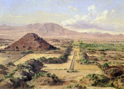 Piramida Słońca w Teotihuacan w Meksyku autorstwa José María Velasco