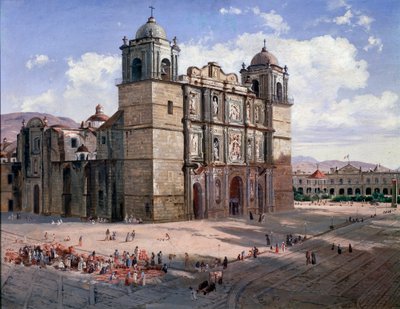 Widok katedry w Oaxaca, Meksyk (malarstwo autorstwa José María Velasco