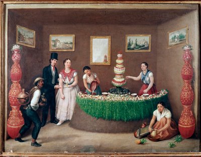 Chufa Horchata Sellers (Orxata de Xufa lub Orxata De Xufla) Obraz Augustina Arriete (XIX w.) Miasto Meksyk, Historyczne Muzeum Narodowe, Zamek autorstwa Jose Agustin Arrieta