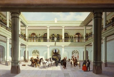 widok na dziedziniec; widok na dziedziniec, autorstwa Jose Agustin Arrieta