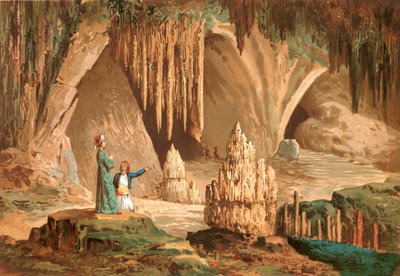 Joseph Pitton de Tournefort zwiedzający grotę Antiparos w Grecji autorstwa Jose Armet Portanell