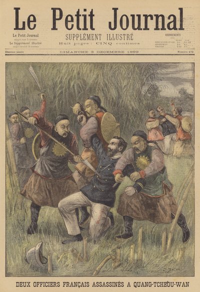 Zabicie dwóch francuskich oficerów marynarki wojennej w Guangzhouwan w Chinach autorstwa Jose Belon