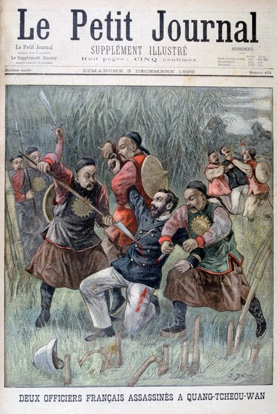 Dwóch francuskich oficerów zamordowanych przez Quang-tcheou-wan, 1899 autorstwa Jose Belon