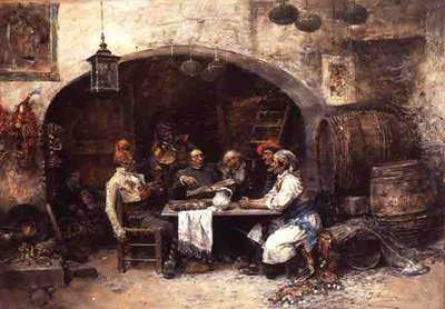 Uważna publiczność (olej na panelu) autorstwa Jose Benlliure y Gil