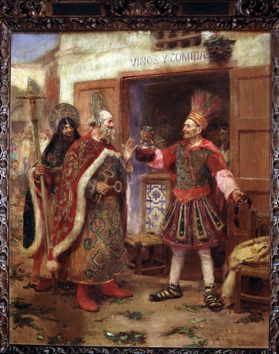 Ludzie podczas procesji Bożego Ciała autorstwa Jose Benlliure y Gil