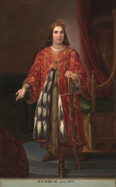 Portrait du roi Sanche III de Castille (1134-1158) (Portret króla Sancho III z Kastylii) Obraz Jose Castelaro y Perea (1800-1873) 1850 Palais de las Cortes, Madryt autorstwa José Castelaro y Perea