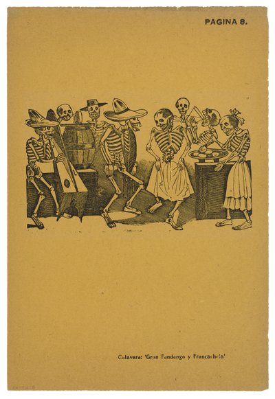 El jarabe de ultratumba, ok. 1910, druk 1943 (fotoreliefa akwaforta z grawerem) autorstwa José Guadalupe Posada