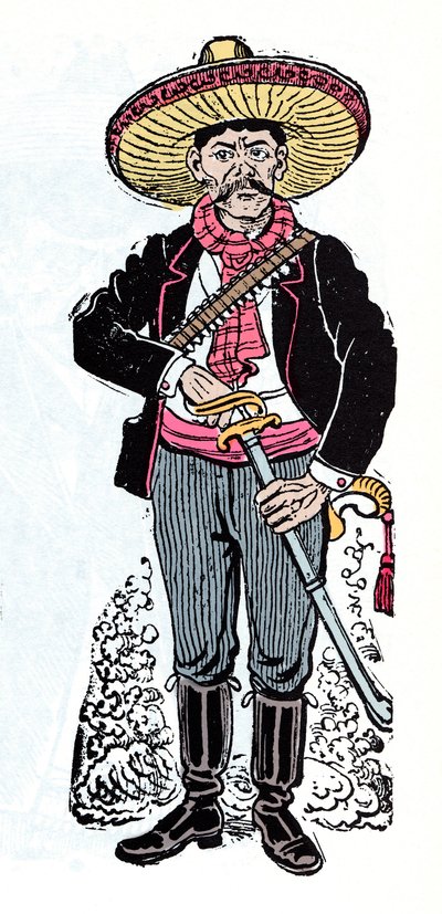 Rewolucja Meksykańska (1910-1920) - Salazar Amador Rewolucyjny zwolennik Emiliano Zapaty - Ksylografia Jose Guadalupe Posada (1852-1913) autorstwa José Guadalupe Posada