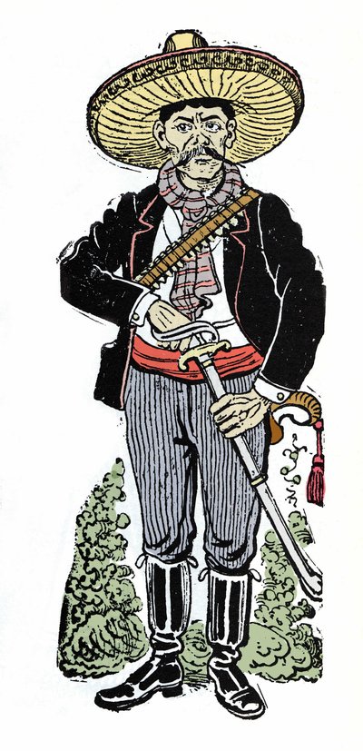 Portret Amadora Salazara podczas rewolucji meksykańskiej 1910. Ksylografia – Jose Guadalupe Posada (1852-1913). autorstwa José Guadalupe Posada