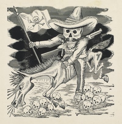 Wielka Czaszka Emiliano Zapaty, ok. 1911-16, druk 1930 (fotoreliefa akwaforta z grawerem) autorstwa José Guadalupe Posada