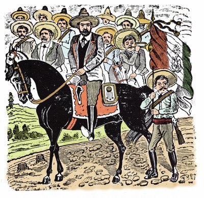 Rewolucja meksykańska (1910-1920): Portret Francisco Indalecio Madero (1873-1913) meksykańskiego rewolucjonisty. Ksylografia – Jose Guadalupe Inn (1852-1913). autorstwa José Guadalupe Posada
